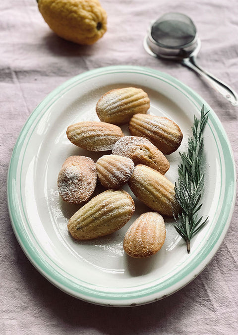 Madeleine cakes with fresh rosemary