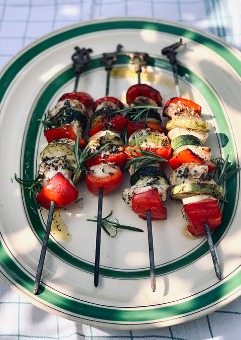 Mediterranean Grilled Chicken and Vegetable Skewers