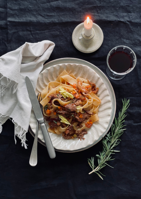 Pasta with Duck and Red Wine Sauce